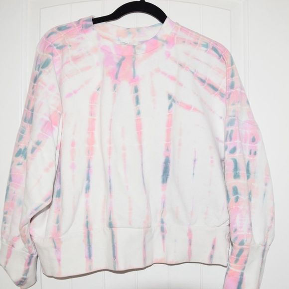 Old navy Loose Tie-Dye Cropped Crew-Neck Sweatshirt for Women - Picture 2 of 14